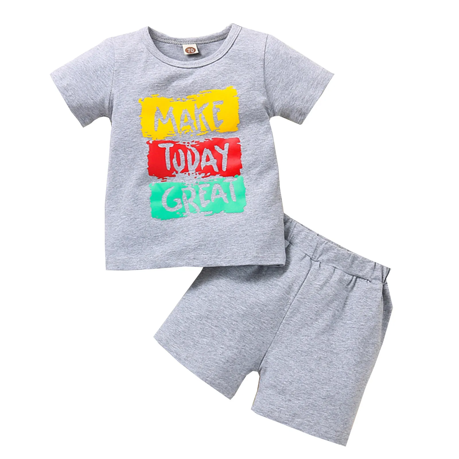 

Newborn Boys Clothes Infant Baby Letter Print Short Sleeve T Shirt Tops Solid Shorts Outfits Sports Tracksuit Toddler Clothing
