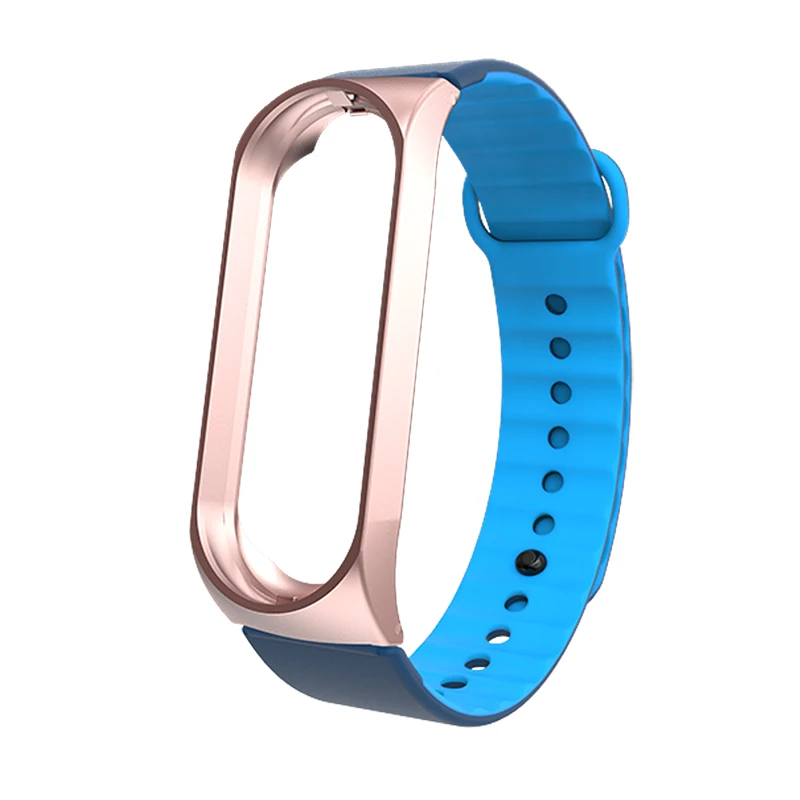 Mi Band 4 ремешок спортивный силиконовый браслет на запястье mi band 3 ремешок металлический чехол Замена mi Band 4 браслет для Xiaomi mi ремешок 3 - Цвет: Blue Pink Mi4 3