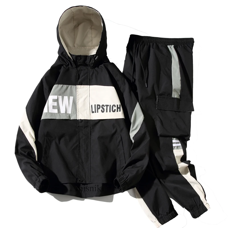

2020 Men Tracksuit Sets Mens sets Piece Set Sweatsuit Polyester Overalls Leisure Suit Hooded Jackets And Hip Hop Harlan Pants