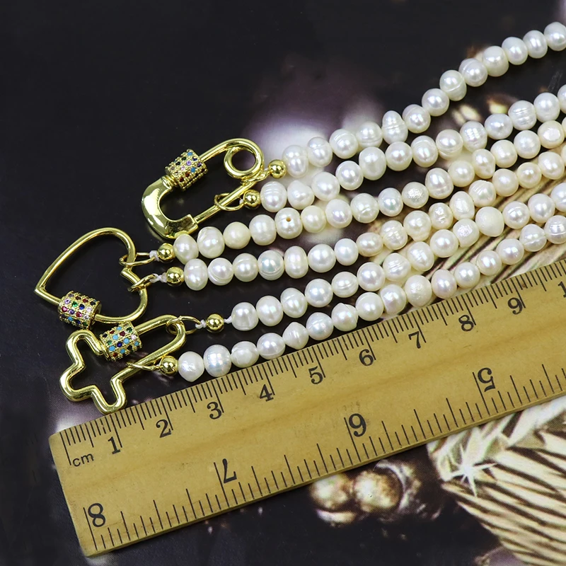 

3 Strand 4-5mm Pearls necklace Handmade necklace Metal Clasp Pearls Strand necklace women necklace gift jewelry chain 9888