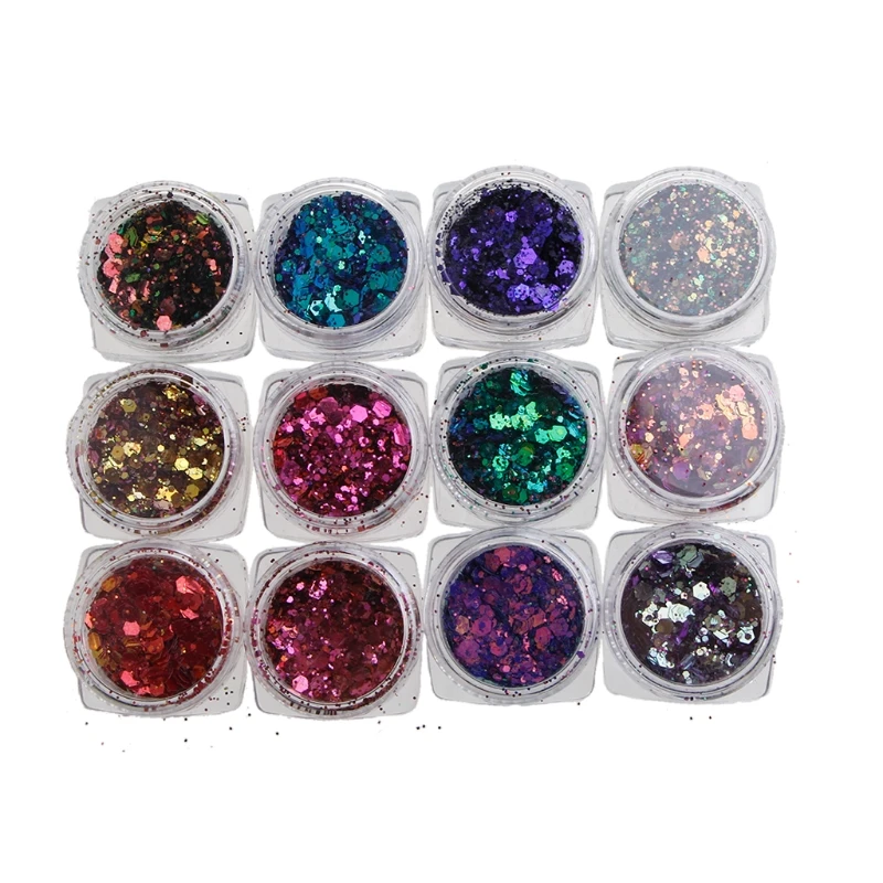 

Блестящие хлопья из эпоксидной смолы, 12 цветов