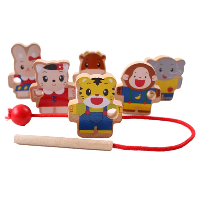 Деревянные игрушки Diy игрушка мультфильм животное резьба деревянные бусины игрушка Монтессори развивающие для детей