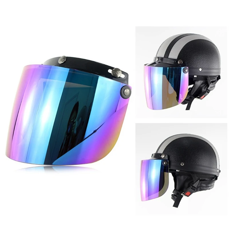 

Windproof 3-Snap Visor Lens Shield for Motorcycle Helmets Flip Up Down Open Face Anti glaring Helmet Accessories