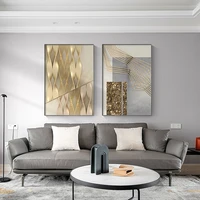 nordic abstract geometric wall art canvas painting golden luxury poster print wall picture for living room modern home decor