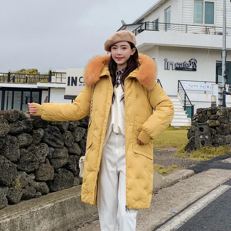 Длинные пальто большой меховой воротник парка женские s куртки 2019 Новое