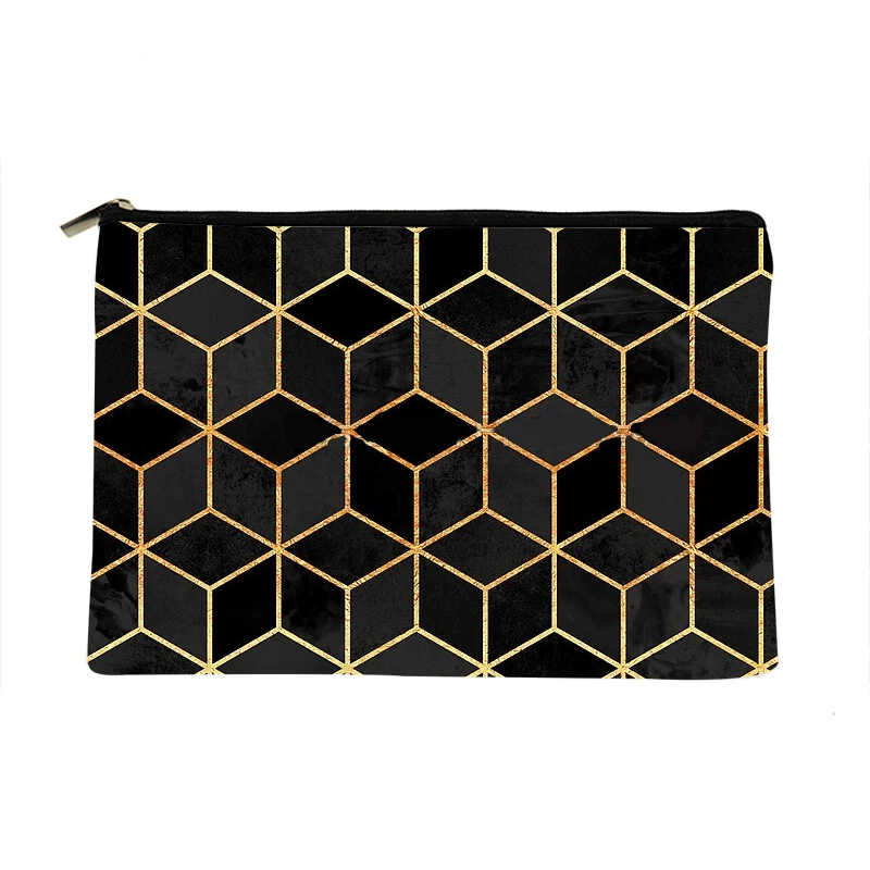 

Women Black Cubes Printed Make up bag Fashion Women Cosmetics Organizer Bag for Travel Colorful Storage Bag for Lady Bag