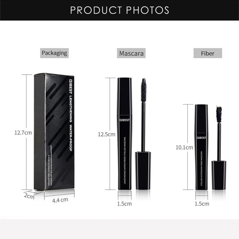 QIBEST новые волокна ресниц тушь для Набор Водонепроницаемый Rimel 3d расширение