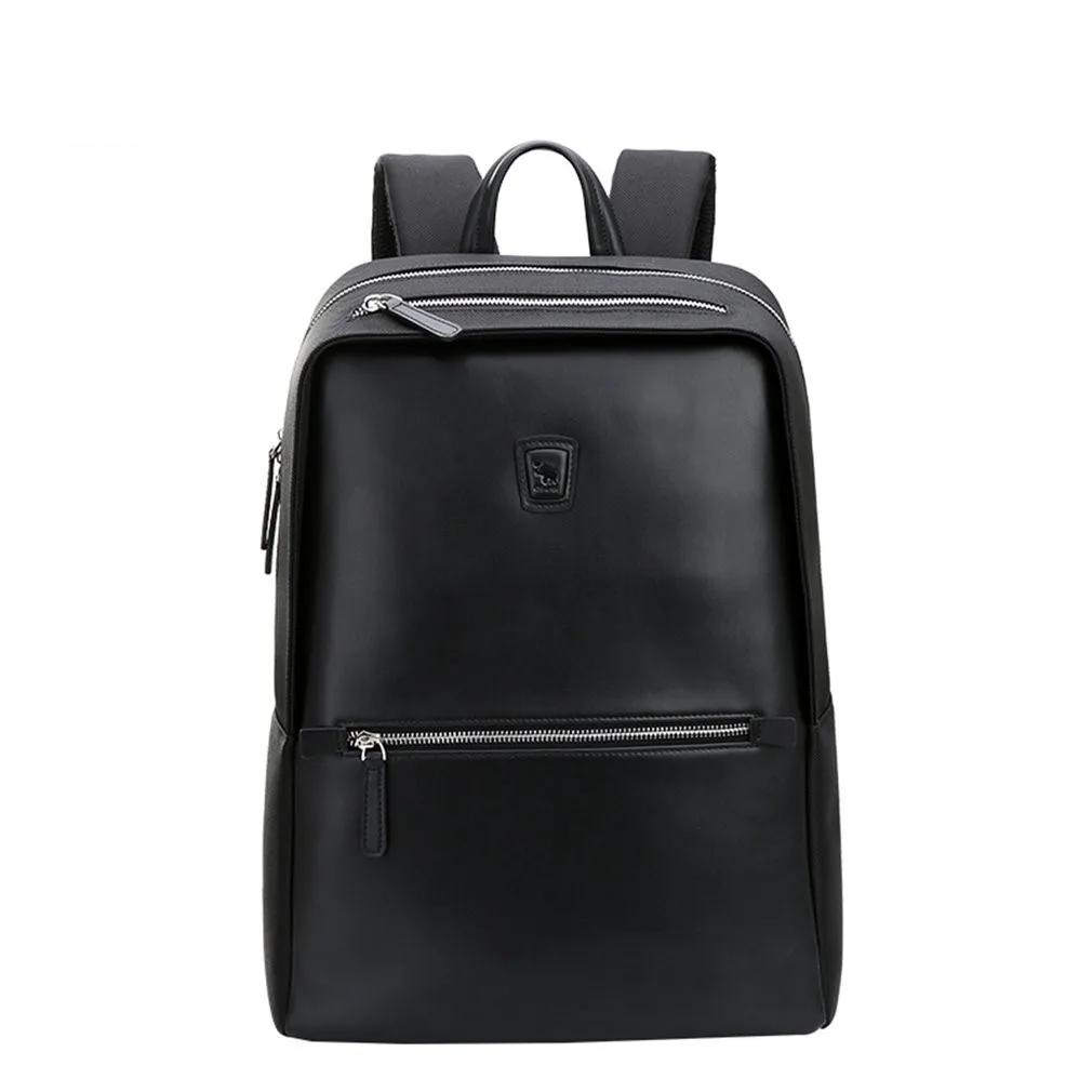 

Oiwas Fashionable Durable Men Women Leather Backpack Casual Solid Color Business Bag Travel School Bag for 14 Inch Laptop