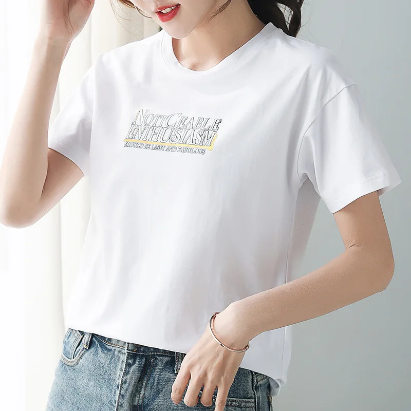

New European and American high-quality simple leisure women's breathable short-sleeved T-shirt