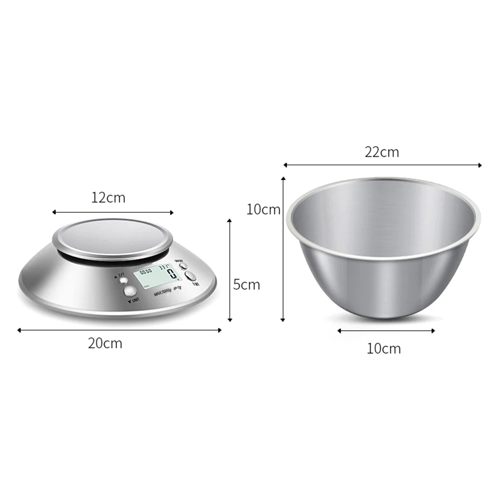 

AA Electronic Food Weight Scale with Detachable Tray Stainless Steel Electronic Kitchen Scale Digital Measuring Tools( Silver)