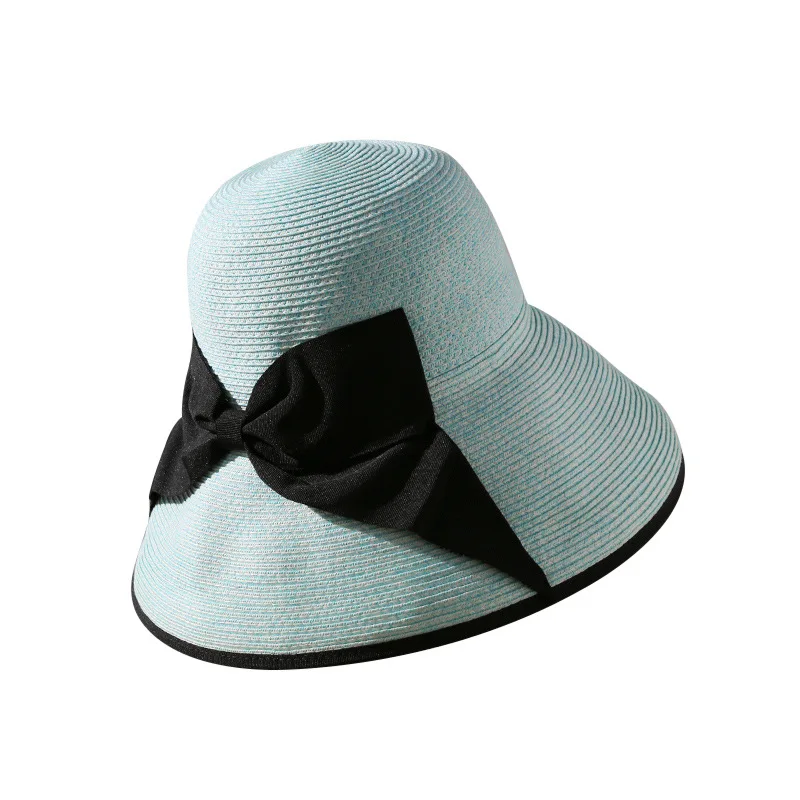 

Big Brimmed Straw Hat New Summer Straw Fiber Bow Grass Sun Protection Straw Sun Hat2021