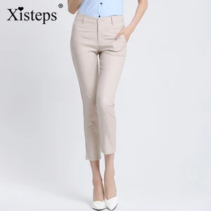 Брюки-Карандаш Xisteps женские с завышенной талией, однотонные офисные узкие брюки до щиколотки, стрейчевые, лето-осень 2022