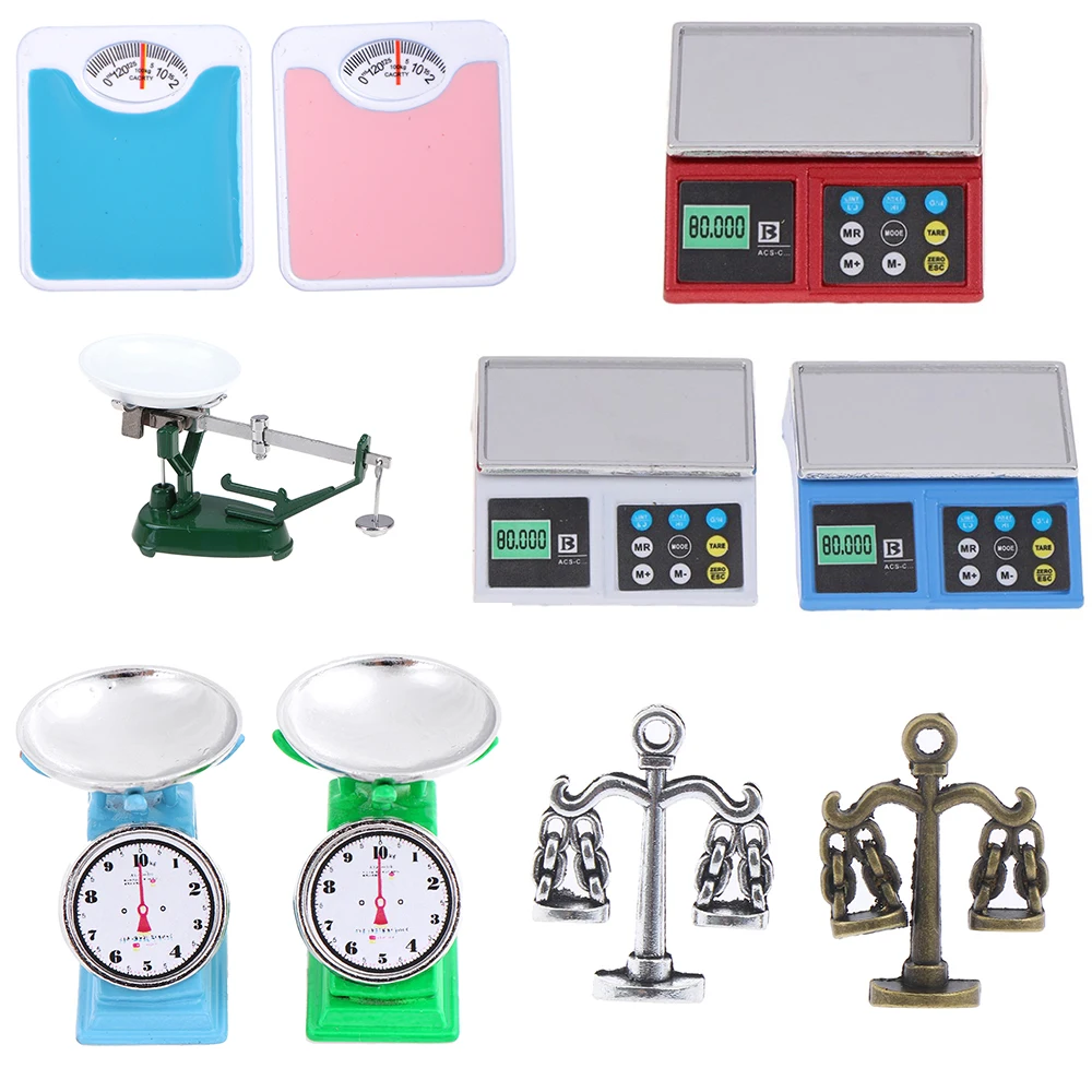 

1/12 Dollhouse Miniature Accessories Mini Weigh Scale Simulation Weight Balance Model Toys for Doll House Decoration