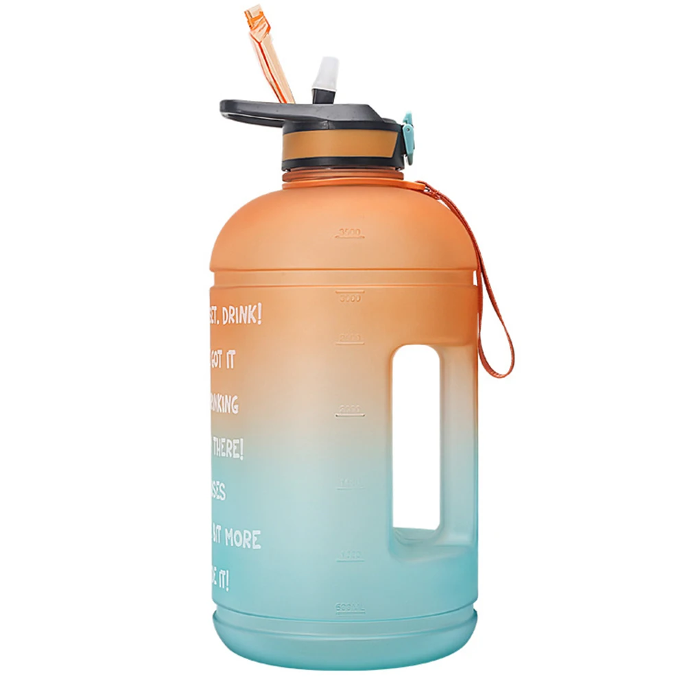 

1 Gallon 3.78l Water Bottle With Time Marker & Straw Drinking Outdoor Picnic Gym Bottles Fitness Sports Cycling Drink Bottles