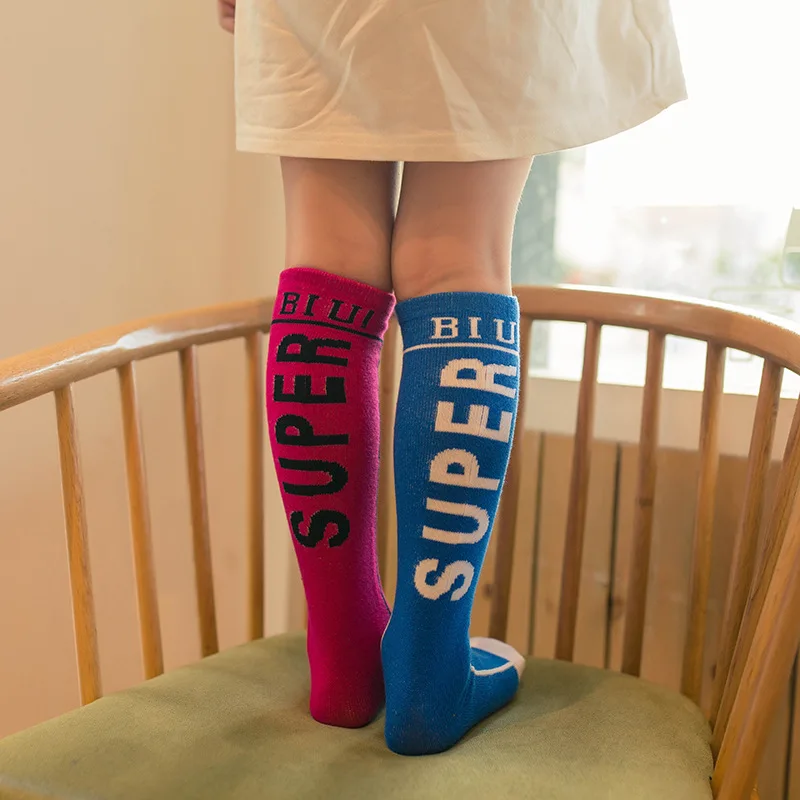 Girls Boys Knee High Socks Kids Children's South Korean Letters Super Fashion Cotton Baby Infantil Leg Warmers Booties | Детская