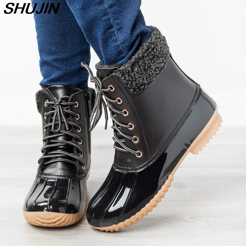 Женские ботинки на утином пуху с водонепроницаемой молнией резиновые сапоги