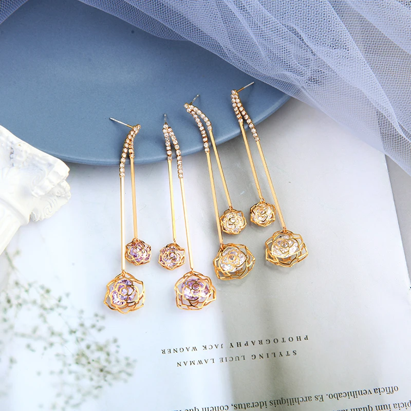 Женские Висячие серьги BALANBIU золотого цвета с кристаллами и цирконием модные