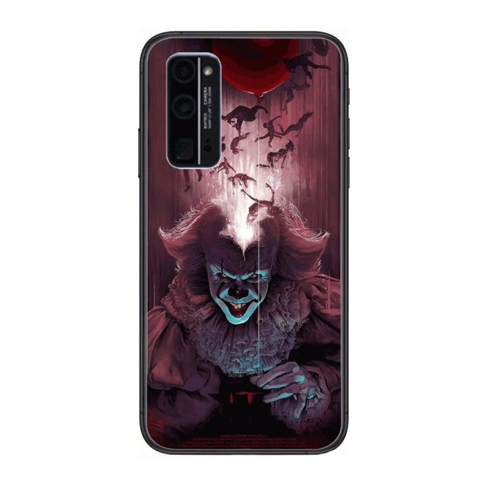 

Horrifying The clown custom made Phone Case Hull For Huawei Honor 8 9 10 20 30 A S Lite Pro 5g i Black Back Soft Cell Cover