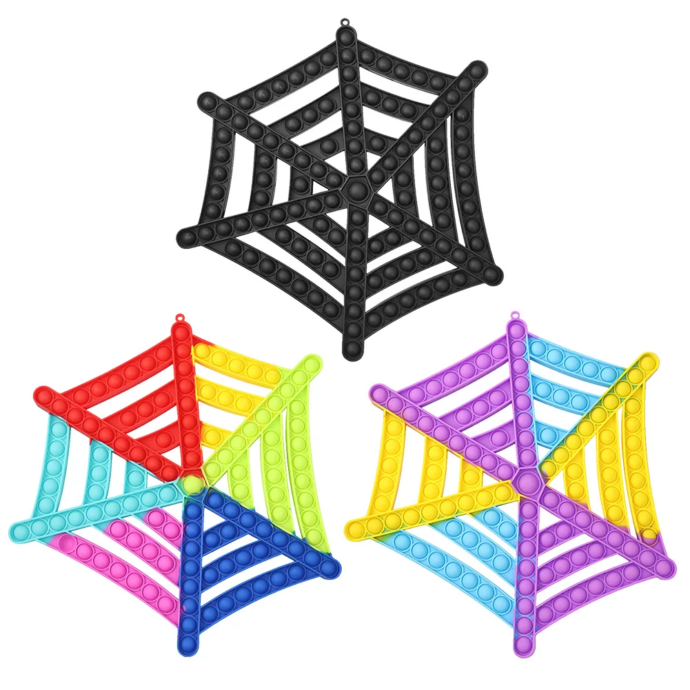 

Rainbow Push Bubble Animal Fidget Toys Sensory Autism Halloween Spider Web Push Bubble Fingertip Anti-Stress Decompression Toys