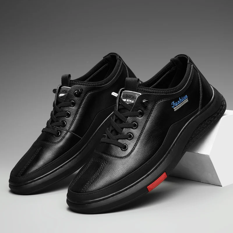 

Мужские кожаные туфли на шнуровке, черные повседневные туфли из микрофибры на плоской подошве, весна-осень 2021