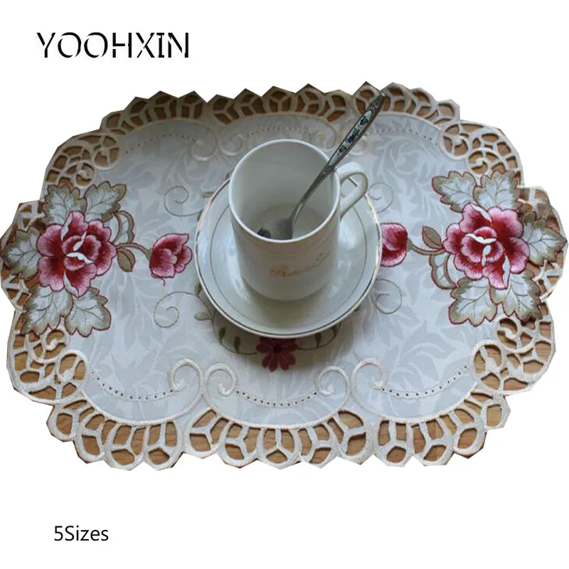 5 размеров Новый дизайн кружева столовых вышивка стол место коврик ткань