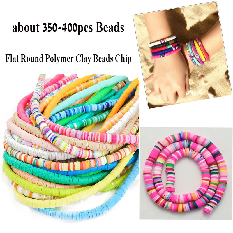 

15g/pack 4mm/6mm/8mm Flat Round Polymer Clay Beads Chip Disk Loose Spacer Handmade Beads For DIY Jewelry Making Bracelet