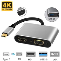 usb c type c to 4k vga hdmi compatible with 3 5mm audio adapter usb 3 1 usb c converter adapter cable for pc laptop macbook