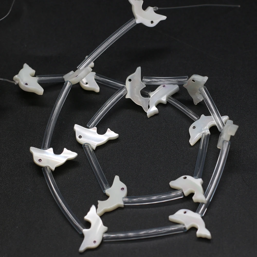 

5pcs Natural Seawater Shell Beads Dolphin Shape Shell Loose Beaded for Making DIY Jewerly Necklace Accessories 7x12mm