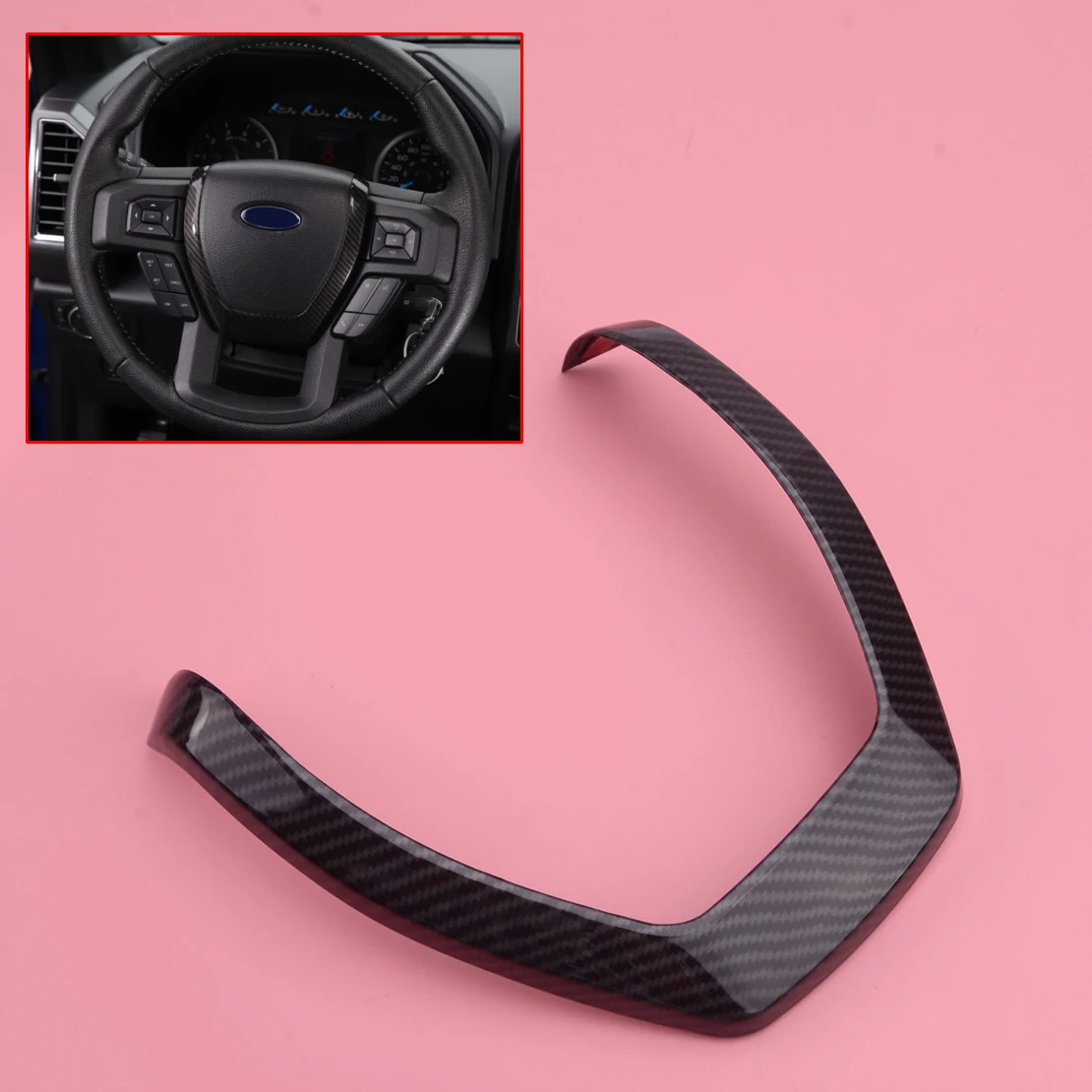 

Carbon Fiber Style Steering Wheel Panel Moulding Frame Cover Trim Fit for Ford F150 2015 2016 2017 2018 2019