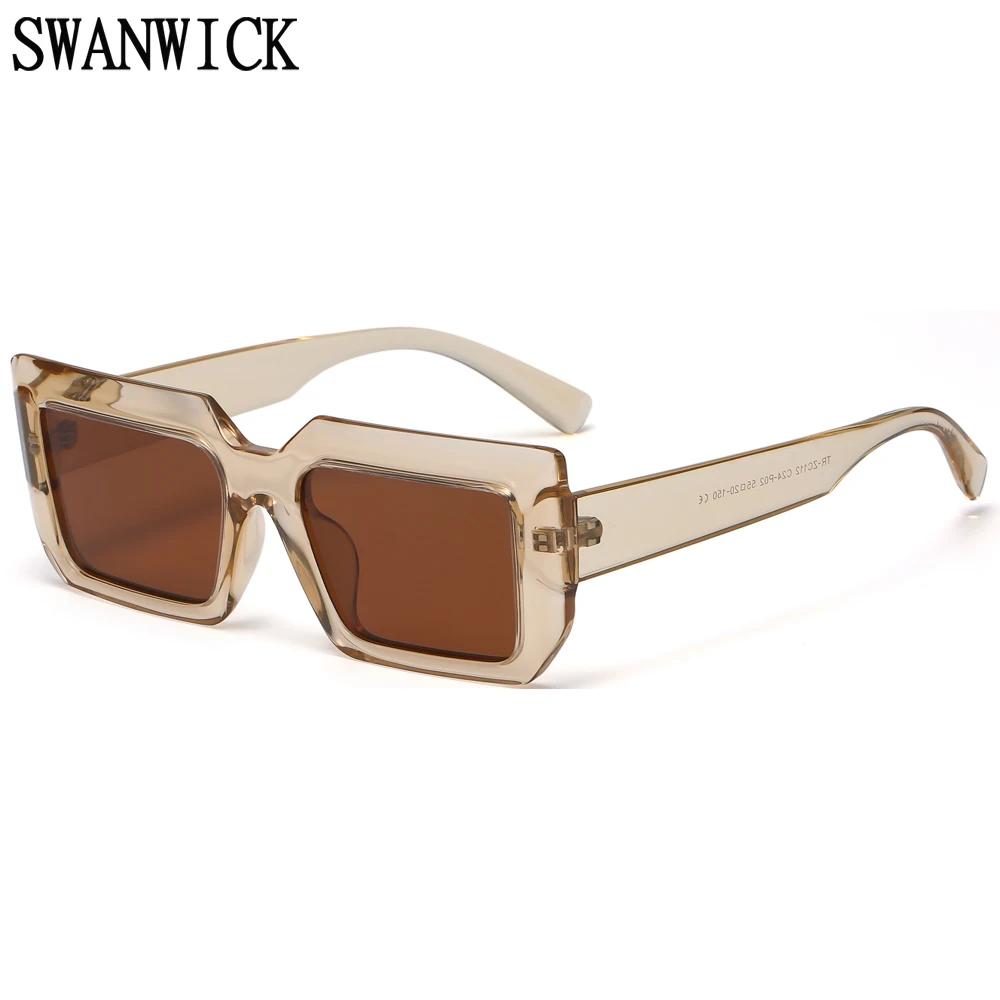 

Swanwick TR90 polarized square frame sunglasses female UV400 black rectangle eyewear women fashion brown dark green sun shades