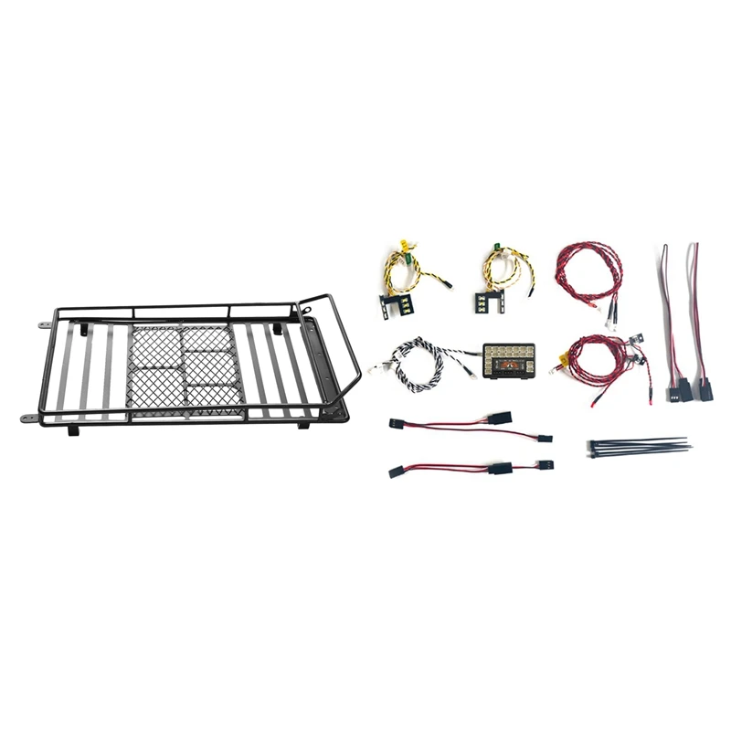 

Metal Roof Rack Luggage Carrier With 1/10 RC Car Front And Rear Led Light System Set For 1/10 RC Car Traxxas Trx4 RC4WD