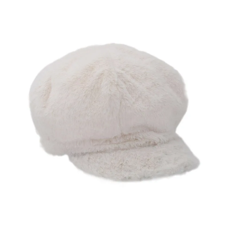 Осенне зимняя белая шапка для женщин однотонная восьмиугольная кепка газетчика