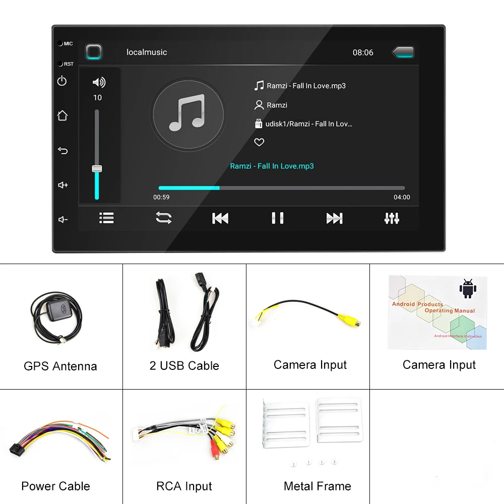 Автомобильный мультимедийный плеер Podofo Android 2Din MP5 видео автомагнитола GPS Wi Fi Bluetooth