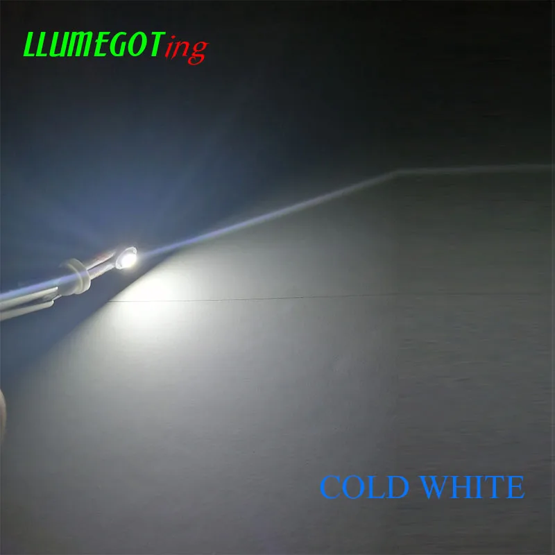 COLD WHITE 50 шт. 194 T10#555 клиновидная база с гибким проводом, различные цвета, не полярность, AC DC 6V 6,3 V пинбол игровая машина, светодиодные лампы - Испускаемый цвет: COLD WHITE