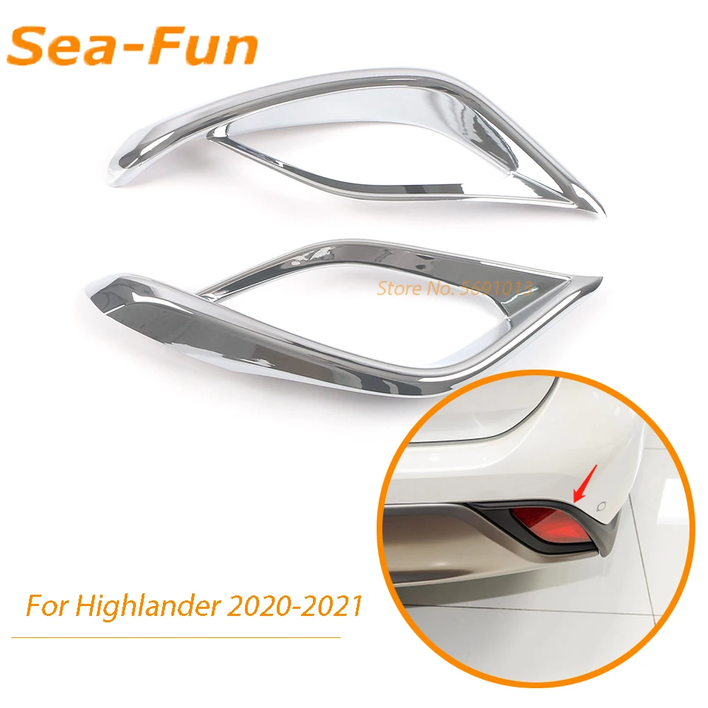 

For Toyota Highlander 2020 2021 2022 Rear Fog Light Lamp Cover Trim Foglight Decoration Frame ABS Chrome Interior Accessories
