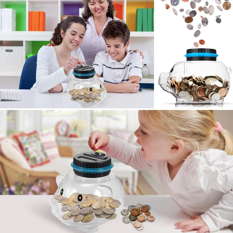 

Electronic Digital LCD Counting Coin Piggy Bank For USD EURO Money Saving Jar Transparent High Quality Coins Storage Box Tool