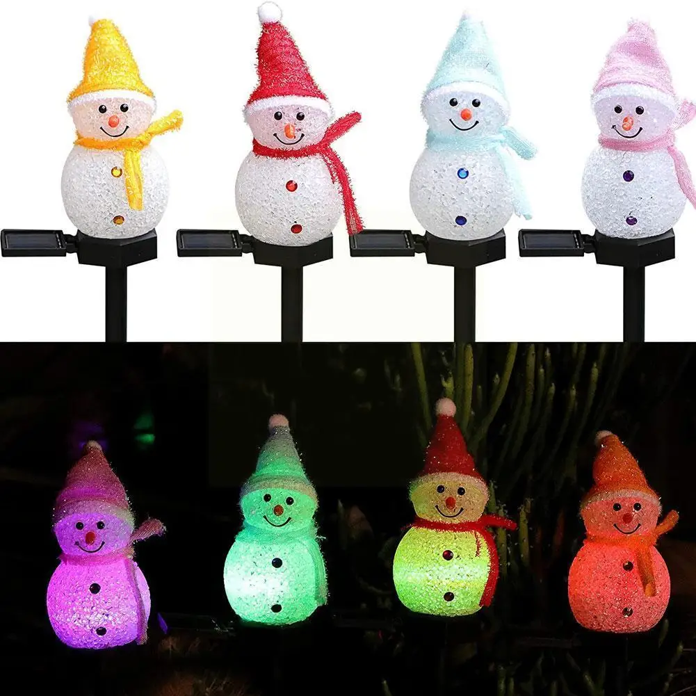 

Christmas Led Lawn Light Landscape Light Solar Snowman Lamp Ground Cartoon Xmas Festival 2022 Decoration Outdoor G U2w0