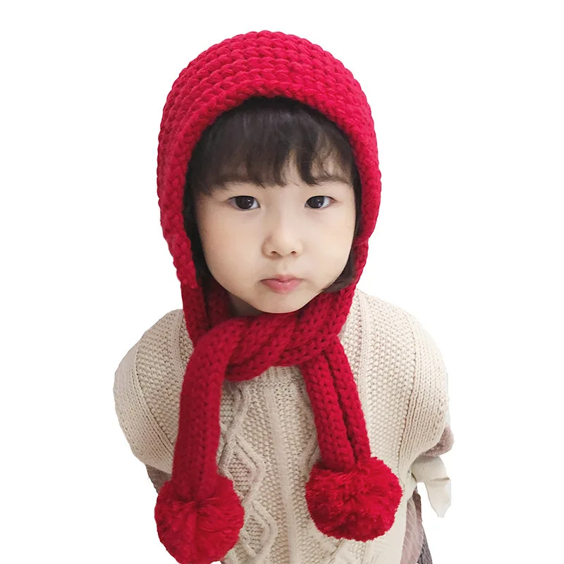 Хепберн бренд пушистый помпон шапка ручной грубой вязки Детские шапки Дети