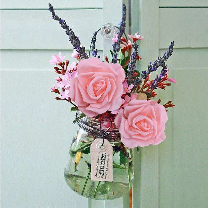 

30Pcs/lot 8cm Big PE Foam Roses Artificial Flower Heads For Wedding Event Decoration DIY Wreaths Home Garden Decorative Supplies