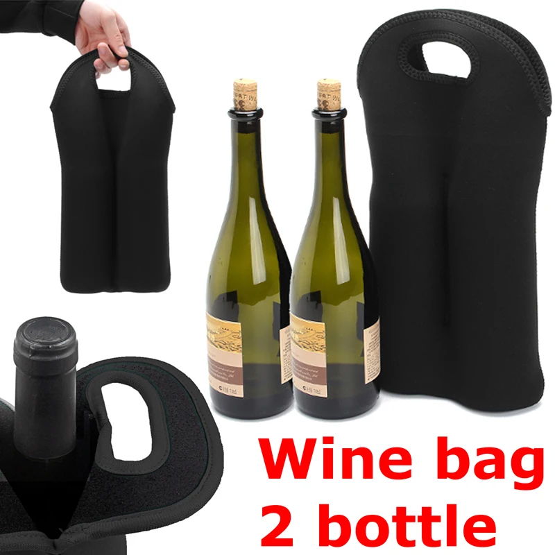 

2 Bottles Wine Bag Cover Cooler Hand-held Neoprene Bottle Cooler Wine-bottle Bag Protective Sleeve Portable Outdoor Storage Tool