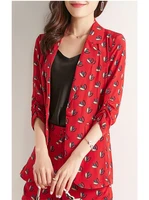 Summer 2020 High-quality New Suit Sets Female Fashion Silk Printed Blazer Coats  Shorts Suit Set
