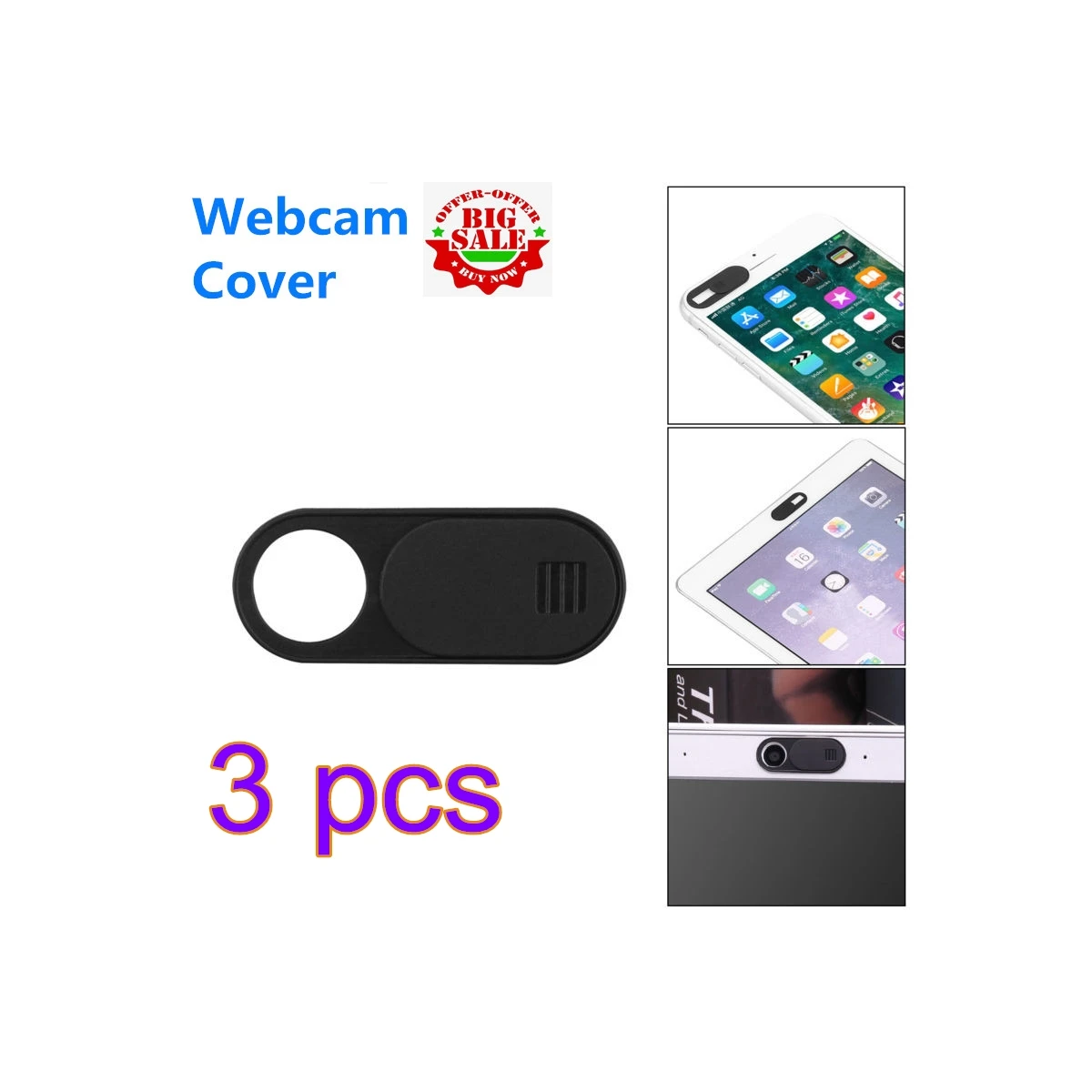 3pcs Веб-камера Передняя камера Крышка для ipad для Iphone samsung Анти-Хак Анти-пыль крышка затвора Магнитный слайдер Пластиковая веб-камера крышка - Цвет: 3pcs