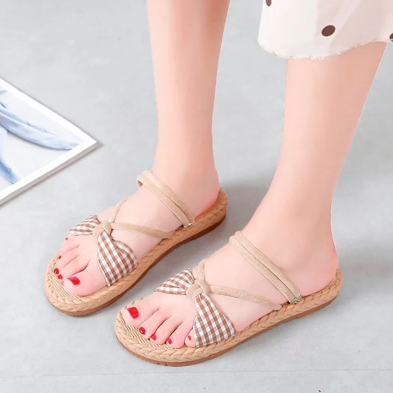 2021 Spring Summer Fashion Sandals Shoes Women Bow Summer Sandals Slipper Indoor Outdoor Flip-flops Beach Shoes Slippers