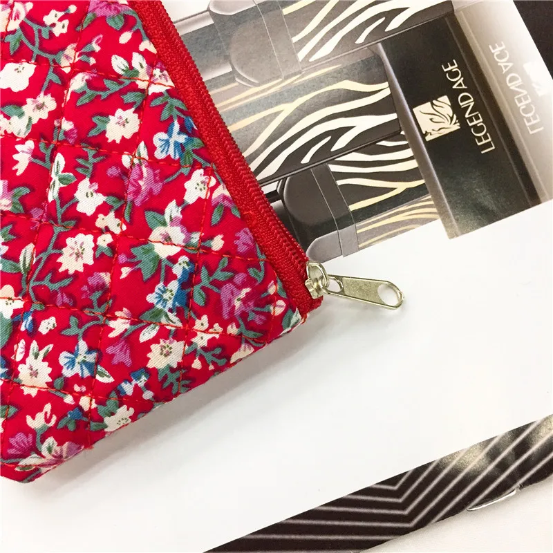 Тканевый женский кошелек с цветочным рисунком бумажник отделениями для карт