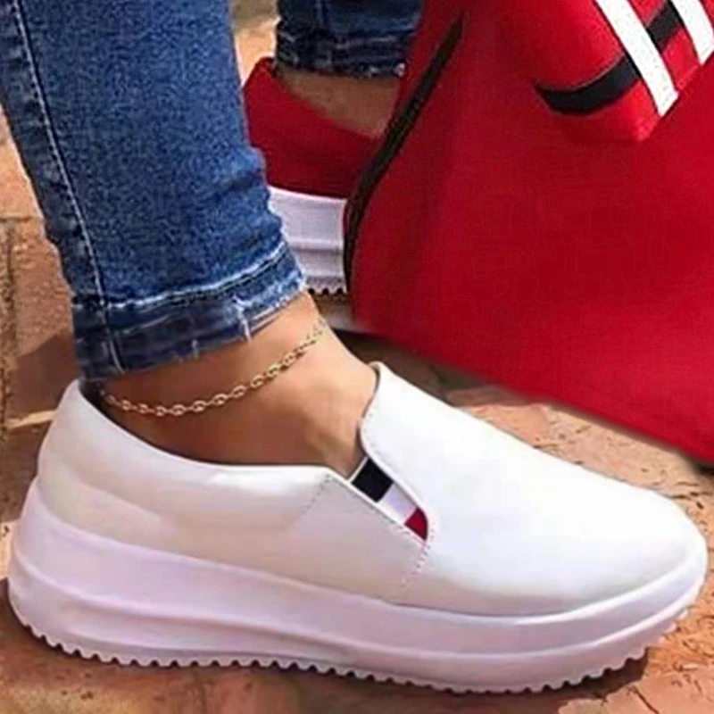 

Женские белые кроссовки на платформе, Вулканизированная подошва, женская обувь с откидной крышкой, 2021