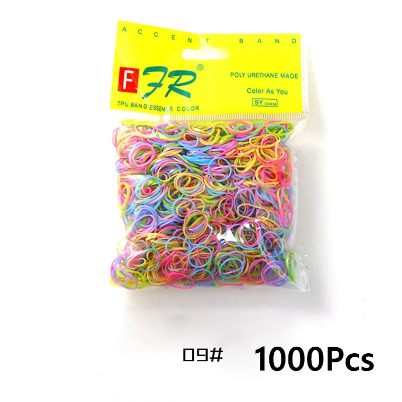 1000pcs 09 200/1000 шт милые цветные кольца для девочек, Одноразовые эластичные резинки для волос, резинка для хвоста, резинки для волос, Детские аксессуары для волос - Цвет: 1000pcs 09