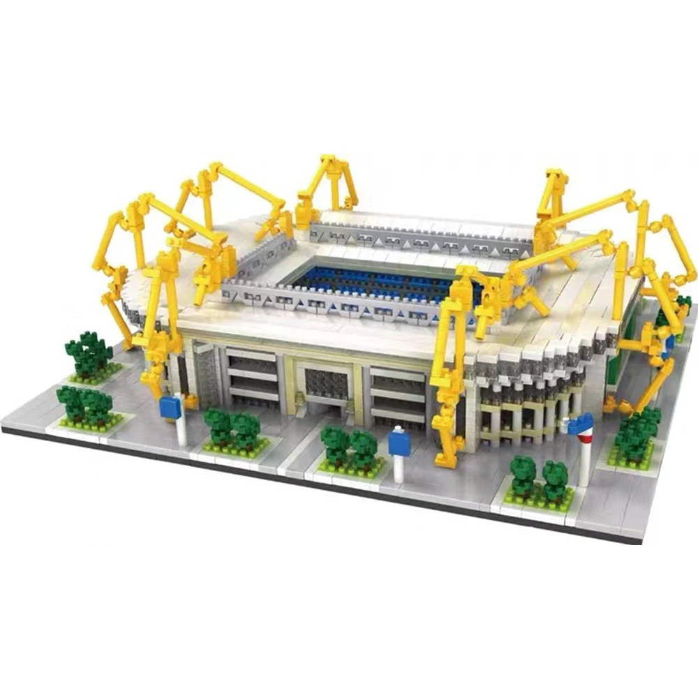 

4 set building blocks Football Stadium Signal Iduna Park San Siro Old Trafford Arena Camp Nou City Street Toy gift for children