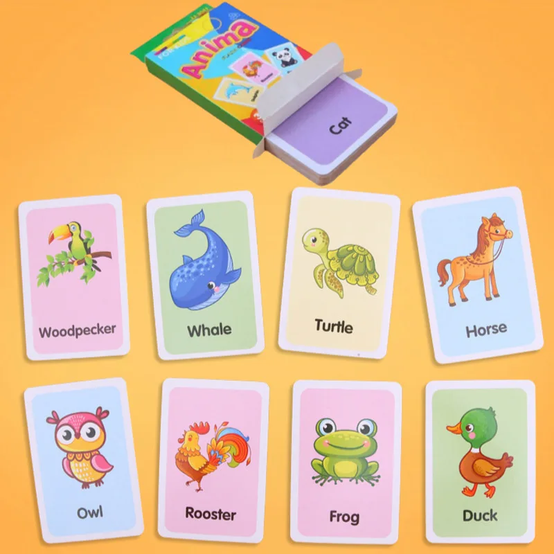 

12-36Pcs Kids Cognition Card Shape Animal Color Teaching Baby English Learning Word Card Education Toys Montessori Material Gift