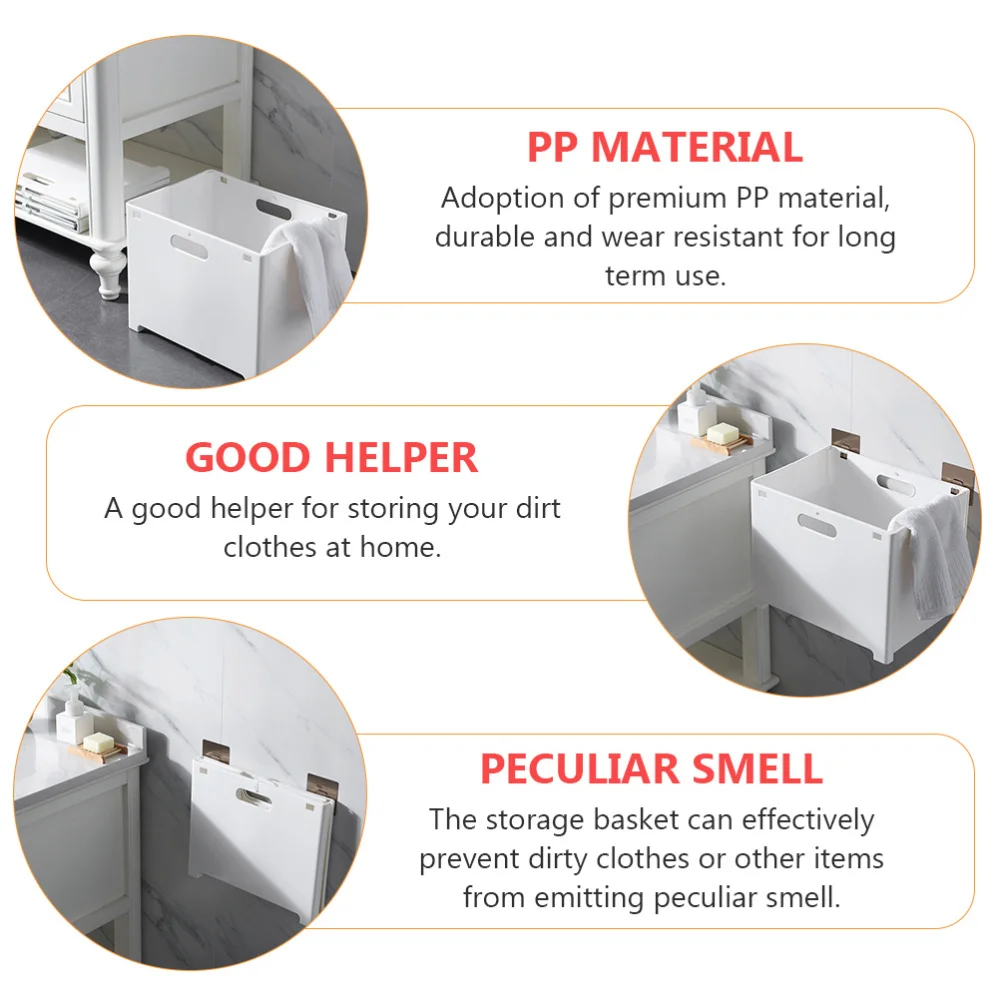 

1pc Laundry Basket Wall Mount Dirty Clothes Container Sundries Organizer