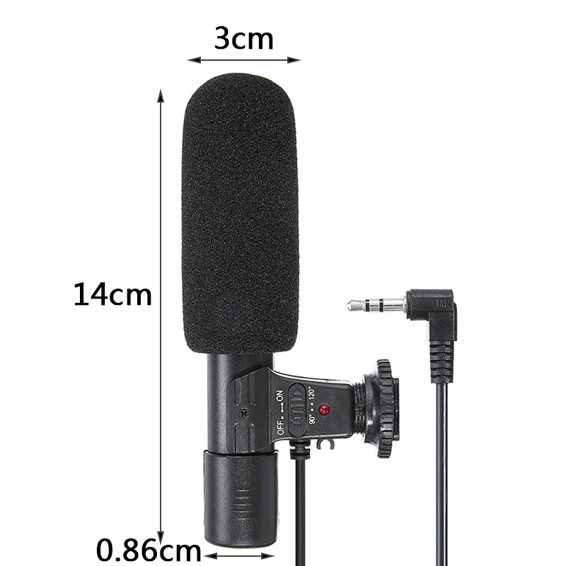 Professional 3.5mm External Audio Stereo Cable Microphone Black Interview Recorder Mic For Canon Nikon Sony DSLR Camera | Электроника